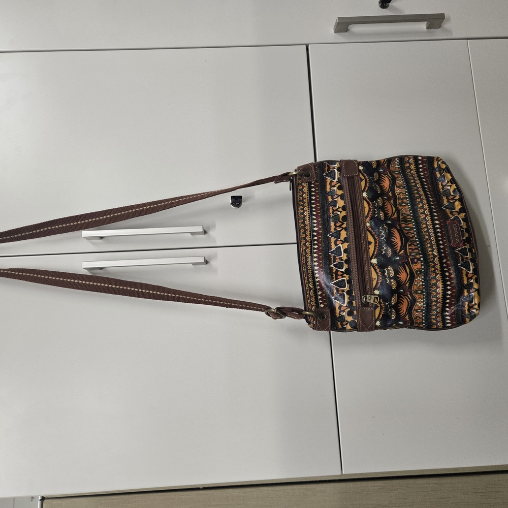 Brown Patterned Crossbody Bag